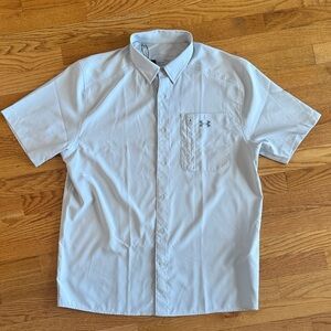 New! Under Armour Men's Casual Light Gray Button Down Shirt ISO-Chill